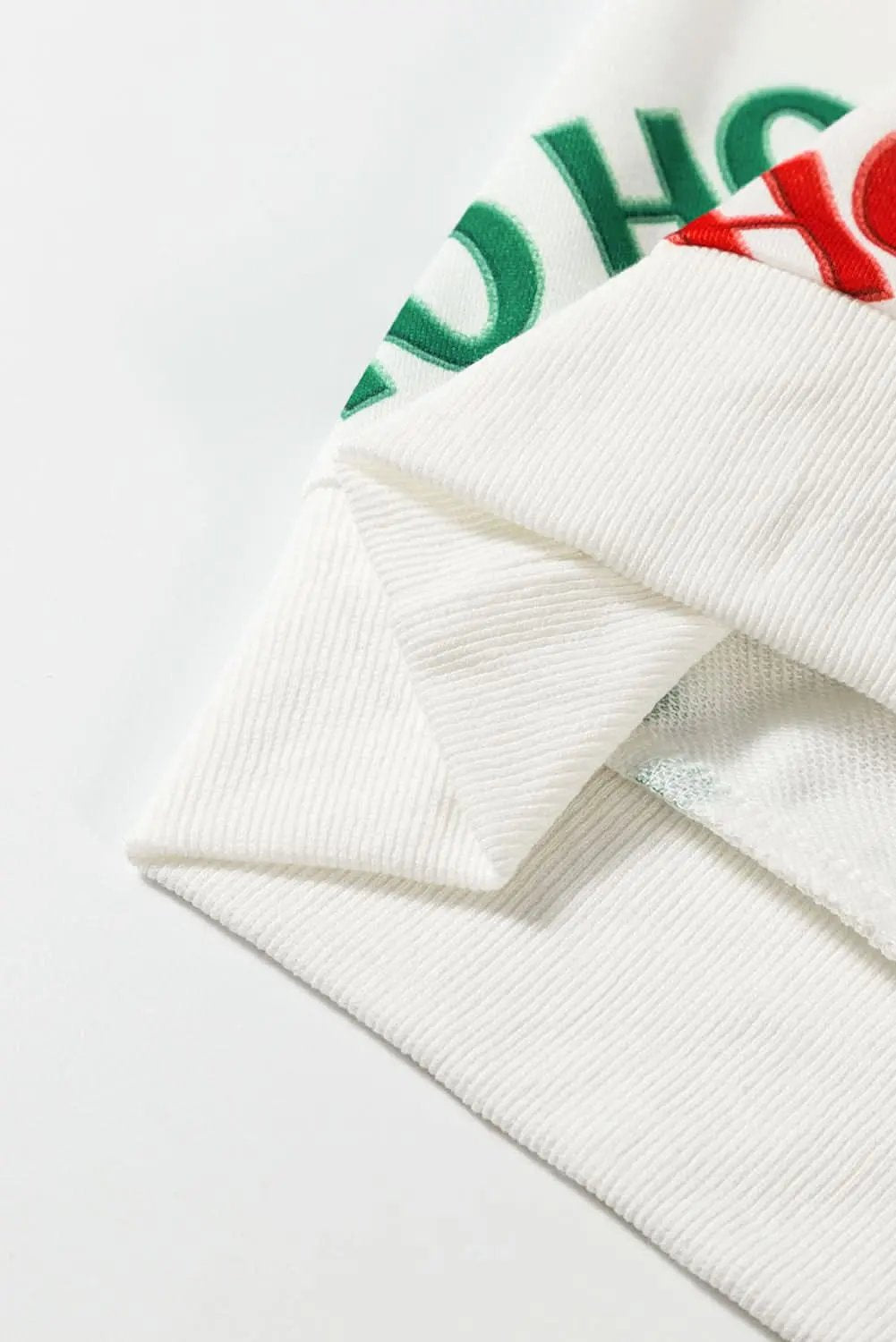 White Christmas HOHOHO Print Drop Shoulder Pullover and Casual Shorts Set - Love Salve